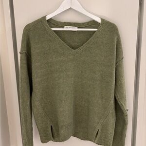 Cozy Olive V-Neck Sweater for Women